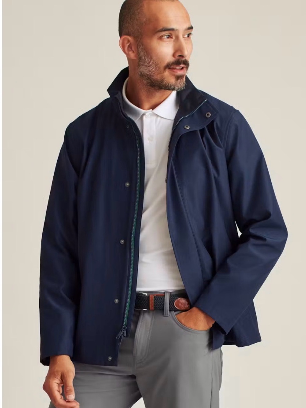 Bonobos Men’s Blue Jacket Size M Full Zip Stand-Up Collar Snap Front Polyester